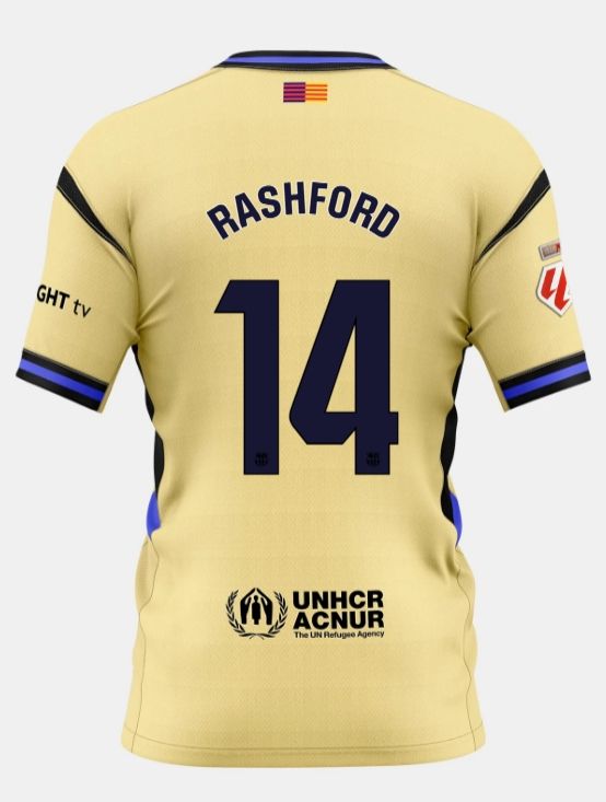 Marcus Rashford FC Barcelona 25/26 Away Gold Soccer Jersey