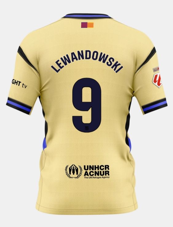 Robert Lewandowski FC Barcelona 25/26 Away Gold Soccer Jersey