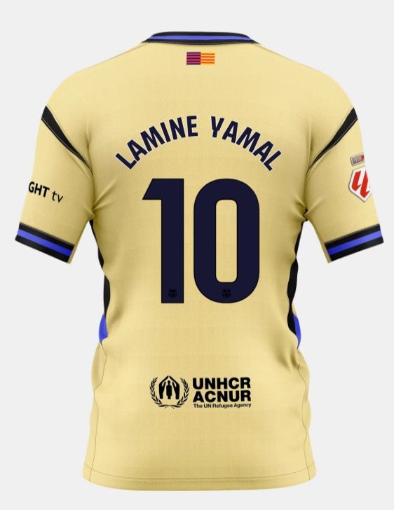 Lamine Yamal FC Barcelona 25/26 Away Gold Soccer Jersey