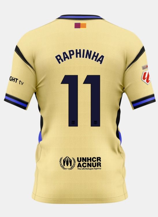 Raphinha FC Barcelona 25/26 Away Gold Soccer Jersey