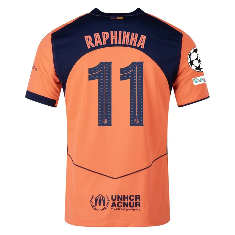 Raphinha FC Barcelona 25/26 Third Orange Soccer Jersey