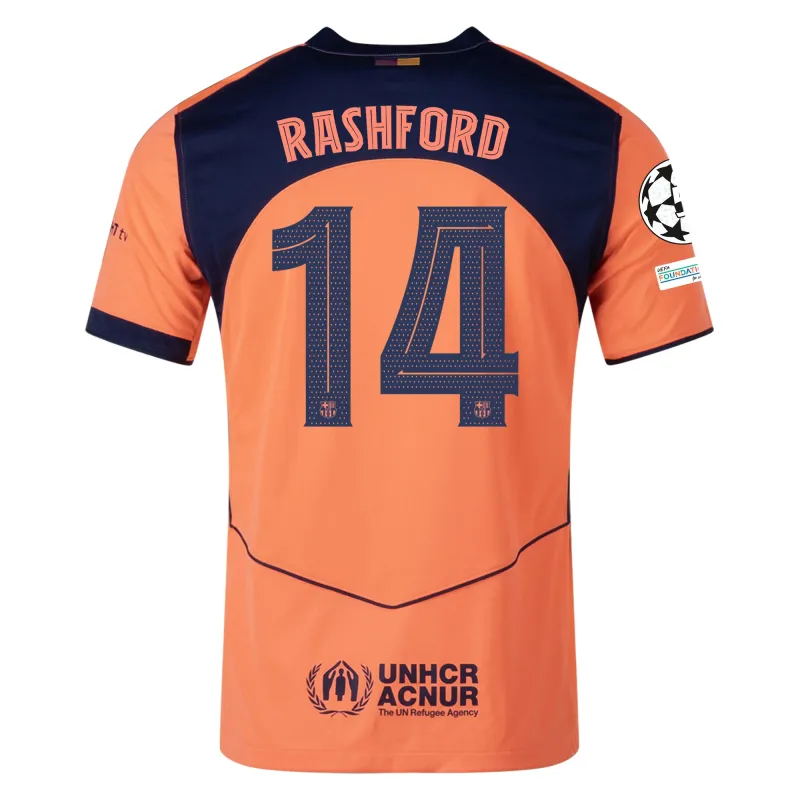 Marcus Rashford FC Barcelona 25/26 Third Orange Soccer Jersey