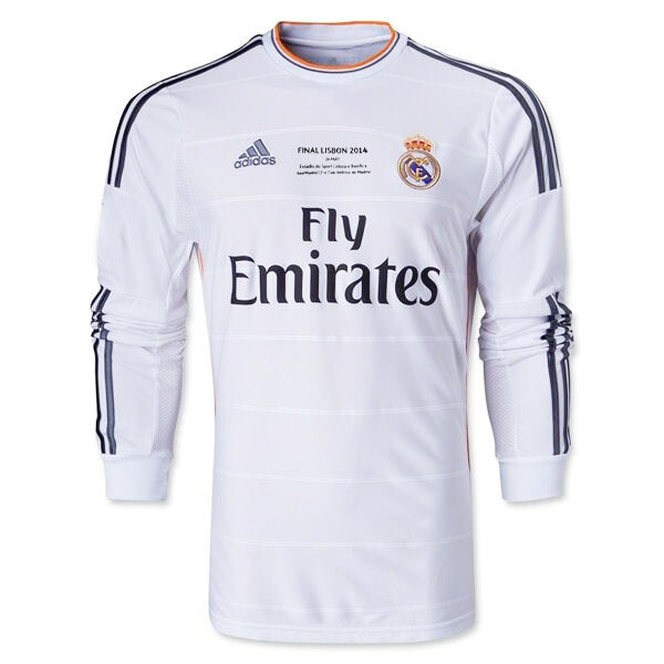 Real Madrid UCL Final Long Sleeve Home Retro Jersey  2013-14 (Replica)