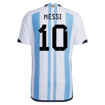 Lionel Messi 3 Star Argentina Champion Home Jersey Player Version