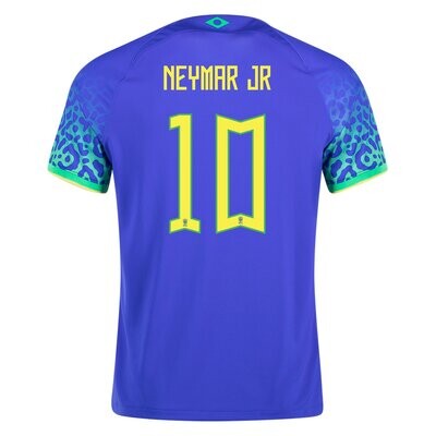 Neymar Jr. Brazil World Cup Away Blue Soccer Jersey 2022