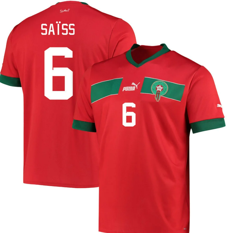 Morocco World Cup Home Soccer Jersey 2022 SAÏSS #6