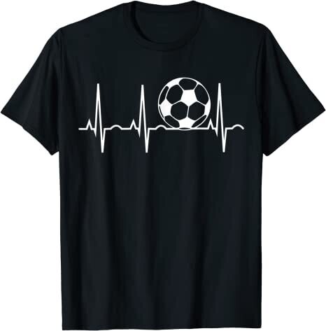 Soccer Heartbeat T-Shirt Black