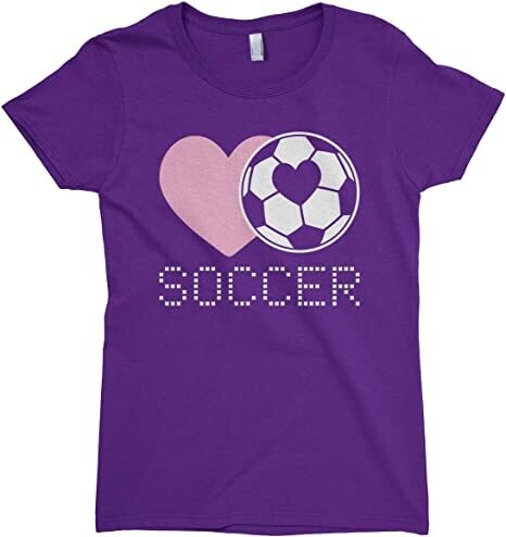 Big Girls' Love Heart Soccer Fitted T-Shirt Purple