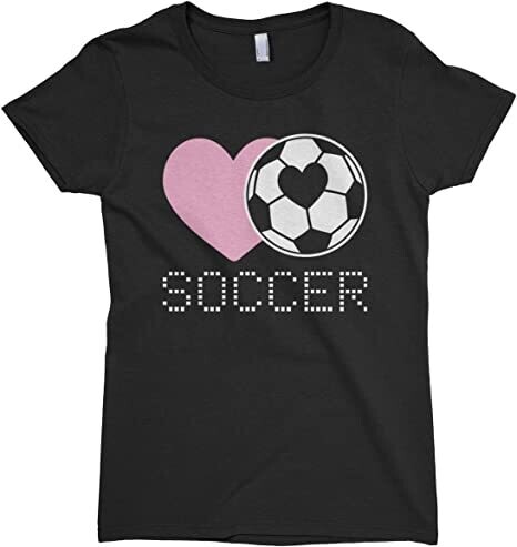 Big Girls' Love Heart Soccer Fitted T-Shirt Black
