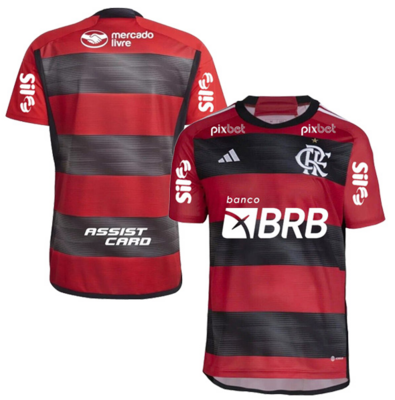 Flamengo Home Soccer Football Shirt 23-24 Full Sponsor