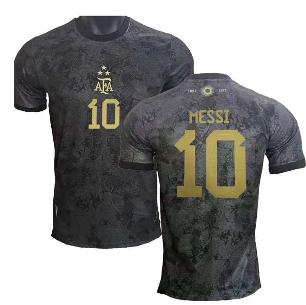 Argentina Champion Version Black & Gold Concept Jersey Messi: Front and Back Side