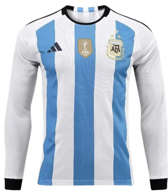 Argentina Champion Version Home Long Sleeve Jersey Three Star 2022