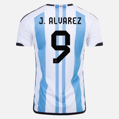 Julian Alvarez Argentina Champion Version Home Jersey Three Star 2023