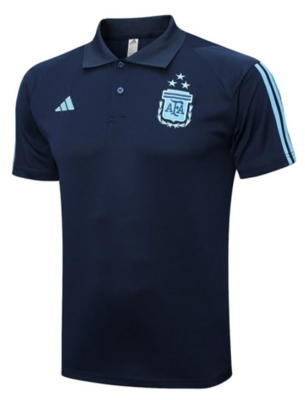 Argentina Pre match Polo Navy Blue Shirt Three Star 2023