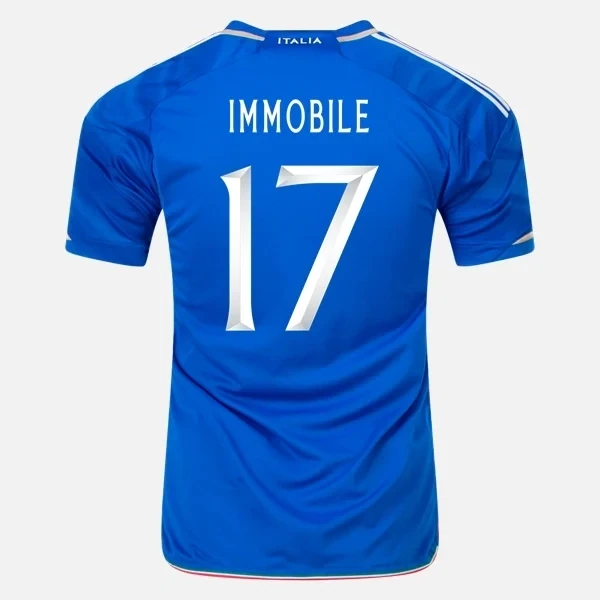 Italy Home Blue Soccer Jersey 23-24 Immobile 17