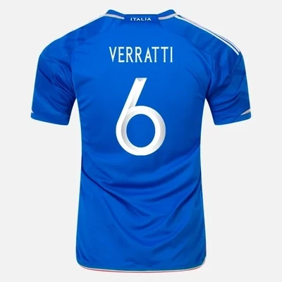 Italy Home Blue Soccer Jersey 23-24 Verratti 6