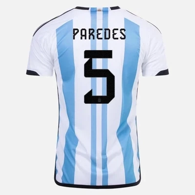 Leandro Paredes Argentina Champion Version Home Jersey Three Star 2023