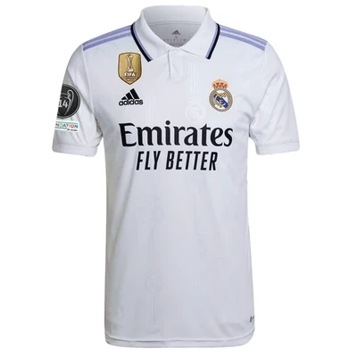 Real Madrid Home Ucl Jersey 22-23 With Club World Cup 2022 Badge: Front Side