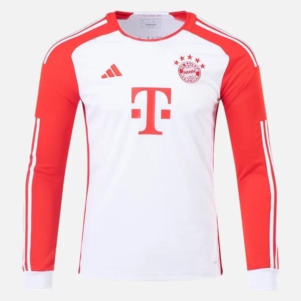 Bayern Munich Home Long Sleeve Soccer Jersey 23-24 White & Red