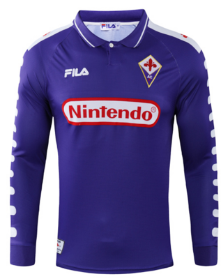 Fiorentina Long Sleeve Home Retro Jersey Shirt 1998-1999 With Nintendo Sponsor