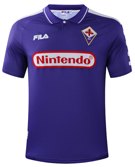 Fiorentina Home Retro Jersey Shirt 1998-1999 With Nintendo Sponsor