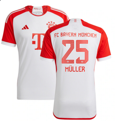 Bayern Munich Home Soccer Jersey 23-24 White & Red
MÜLLER #25