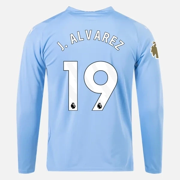 Manchester City Home Long Sleeve Soccer Jersey 23-24 J. ALVAREZ #19