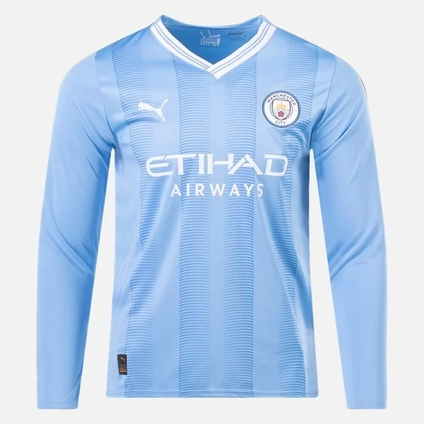 Manchester City Home Long Sleeve Soccer Jersey 23-24
