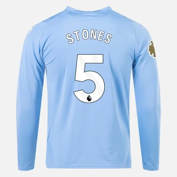 Manchester City Home Long Sleeve Soccer Jersey 23-24 STONES #5