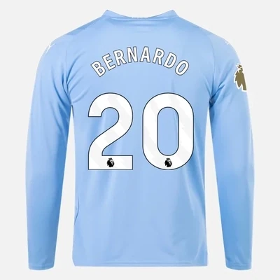 Manchester City Home Long Sleeve Soccer Jersey 23-24 BERNARDO #20
