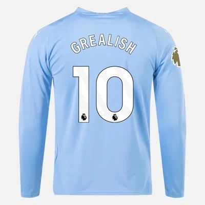 Manchester City Home Long Sleeve Soccer Jersey 23-24 GREALISH #10