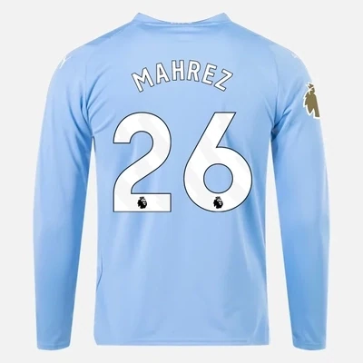 Manchester City Home Long Sleeve Soccer Jersey 23-24 MAHREZ #26