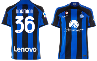 Inter Milan Home Soccer Jersey 22-23 Matteo Darmian
#36 with Paramount Sponsor