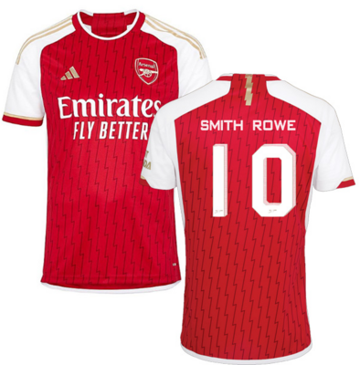 Arsenal Home Soccer Jersey Shirt 23-24 Smith Rowe #10 With UCL Font