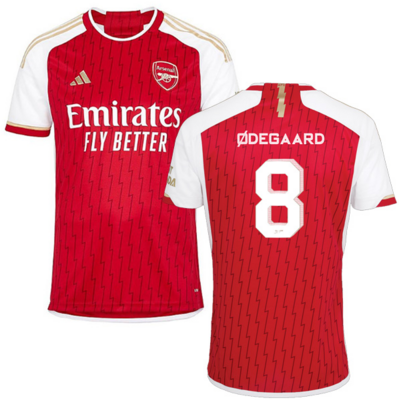 Arsenal Home Soccer Jersey Shirt 23-24 Ødegaard 8 WIth UCL Font