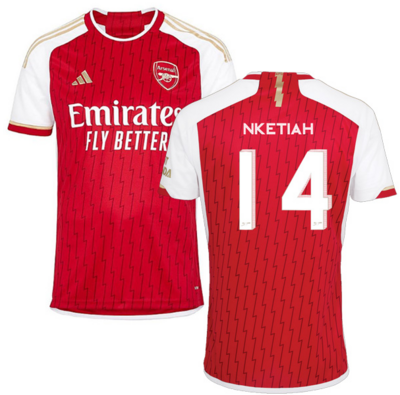 Arsenal Home Soccer Jersey Shirt 23-24 Nketiah 14 With UCL Font
