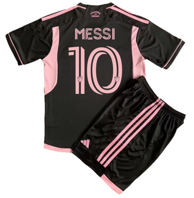 Inter Miami Away Black Jersey Messi 10 Kids Kit 2023