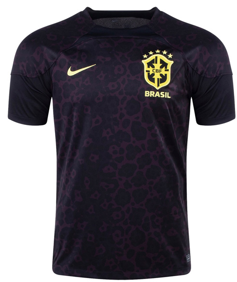 Brazil Goalkeeper Soccer Jersey Black 2022: Front Side
