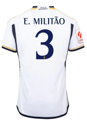 EDER MILITAO Real Madrid Home Soccer Jersey 23-24 With La Liga + CWC Badge