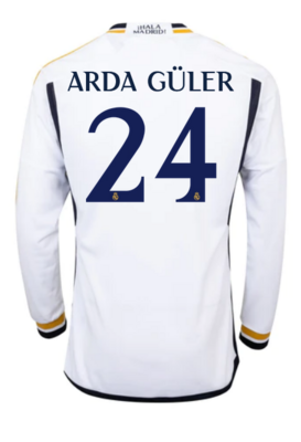 Real Madrid Home Long Sleeve Soccer Jersey 23-24 Arda Güler #24