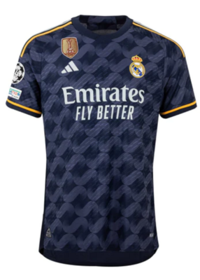 Real Madrid Away Soccer Jersey 23-24 With UCL + CWC Winner Badge