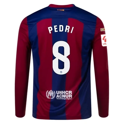 Barcelona Home Long Sleeve Soccer Jersey Shirt 23-24 PEDRI #8