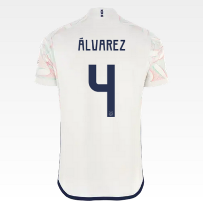 ÁLVAREZ #4 Ajax Away 23/24 White Soccer Jersey