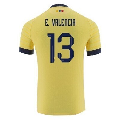 Ecuador National Home Yellow Soccer Jersey 23-24 E. Valencia #13