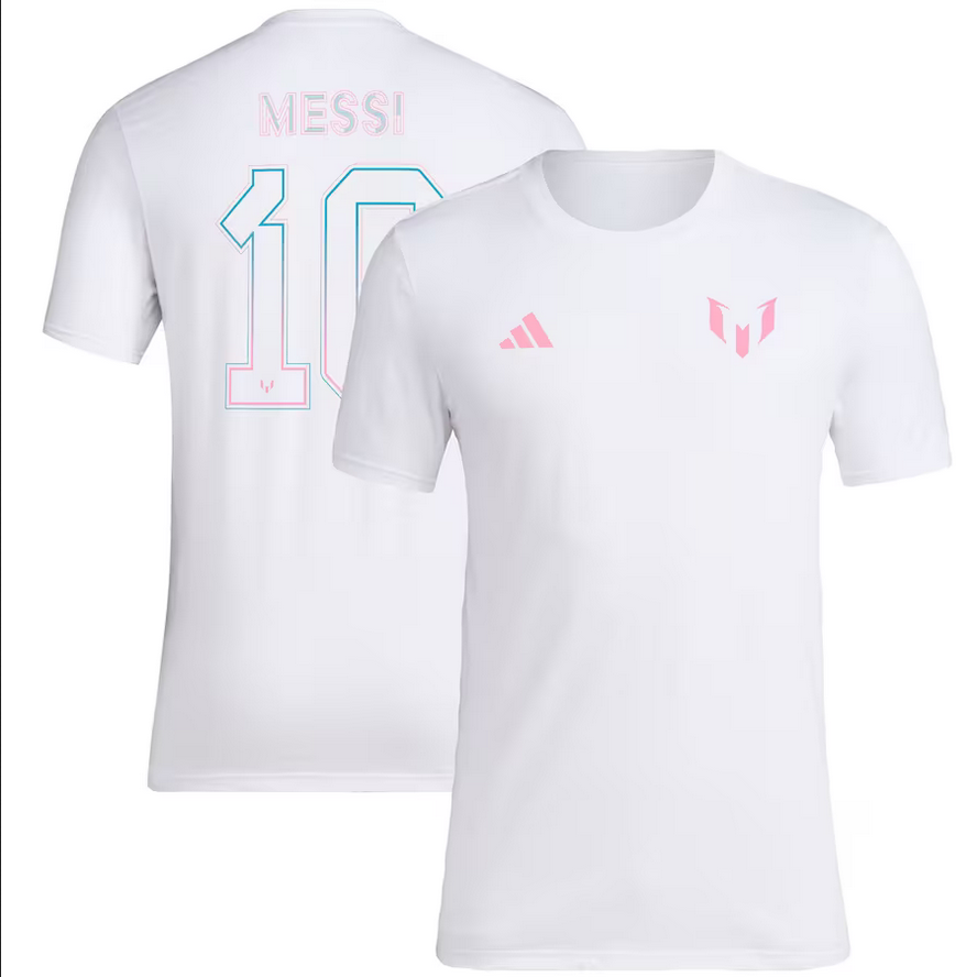 Men's Messi White Name & Number T-Shirt