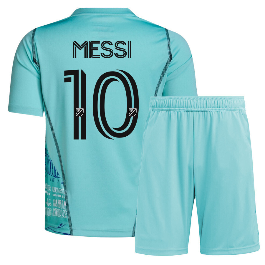 Inter Miami One Planet Jersey Messi 10 Kids Kit 2023: Backside
