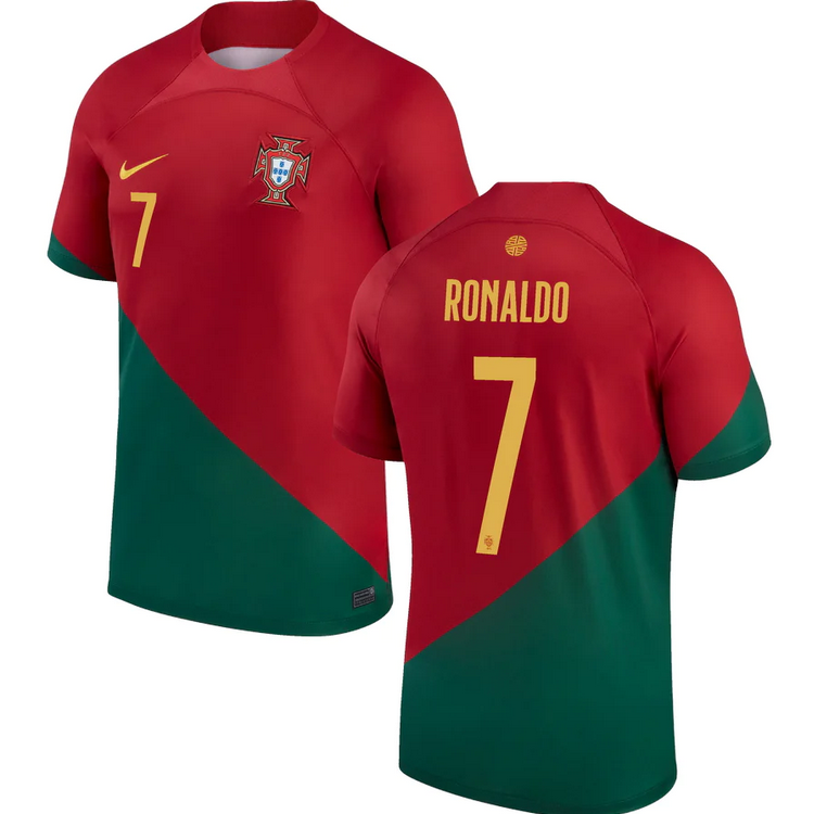 Ronaldo 7 Portugal Home Soccer Jerseys - Front and Back Side