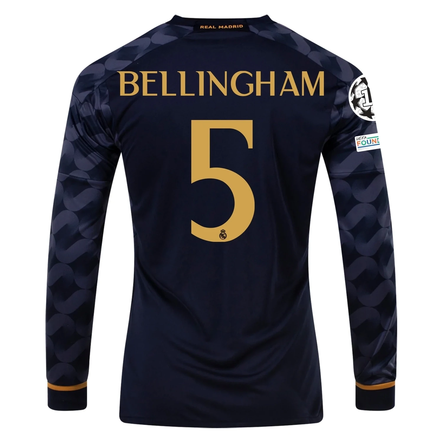 JUDE BELLINGHAM Real Madrid LS Away Soccer Jersey 23-24 WITH UCL Patch