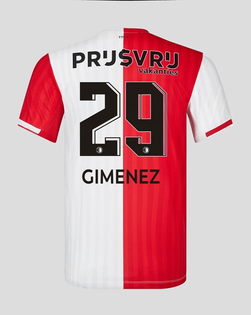 Feyenoord Home Soccer Jersey 23-24 Santiago Gimenez: Backside