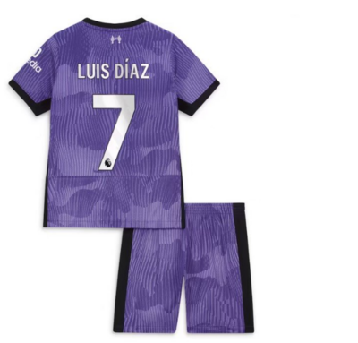 Luis Díaz #7 Liverpool Third Purple kids kit 23-24